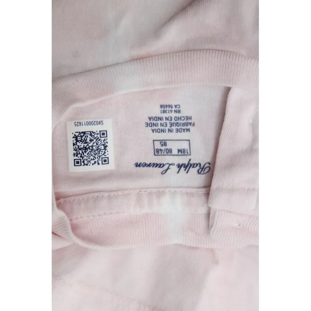 Ralph Lauren Childrens Girls Short Sleeves Dress Pink Cotton Size 18 Months
